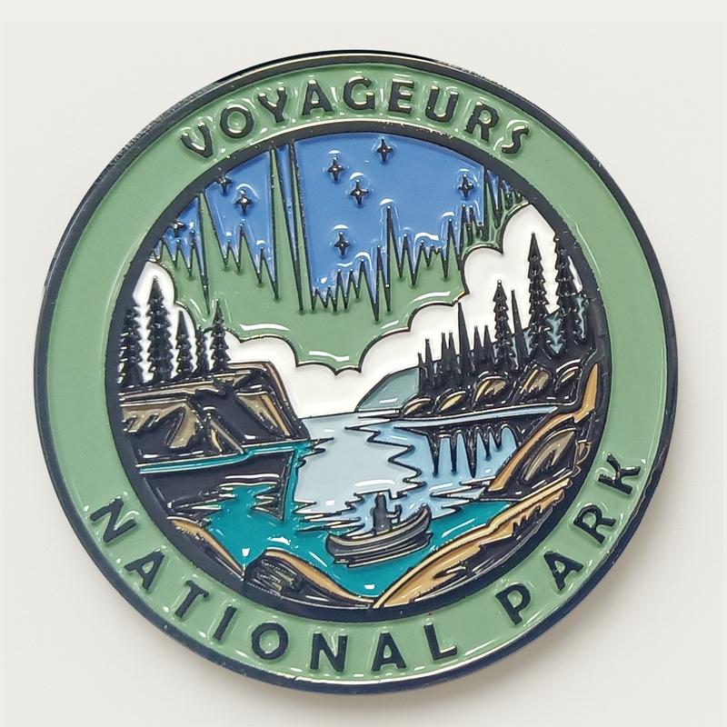  Voyageurs National Park Magnet – Northern Lights & Canoe Adventure | 52mm Black Nickel Enamel