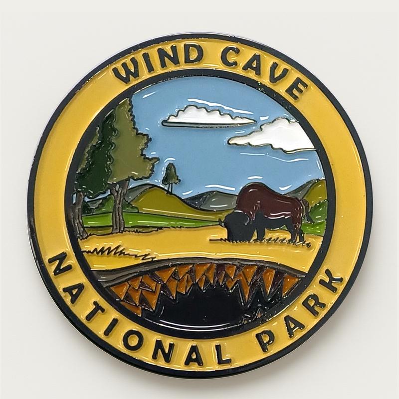  Wind Cave National Park Magnet – Boxwork & Bison | 52mm Black Nickel Enamel