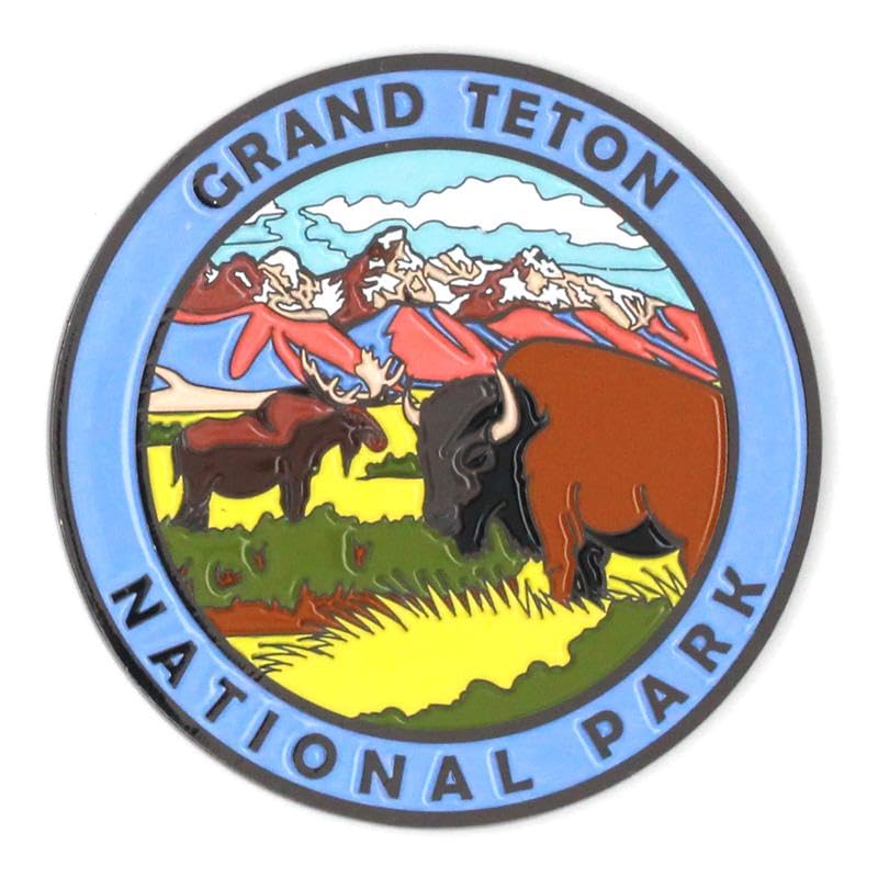 Grand Teton National Park Wildlife Enamel Round Magnet