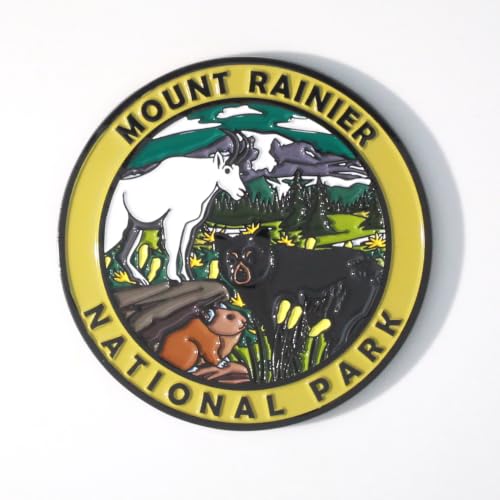 Mount Rainier National Park Wildlife Enamel Round Magnet