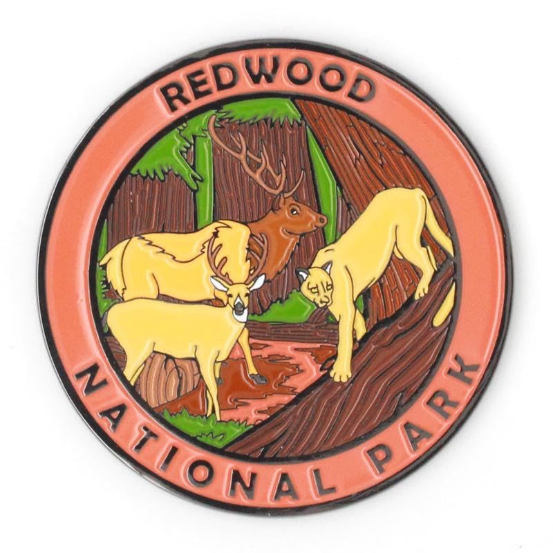 Redwood National and State Parks Wildlife Enamel Round Magnet