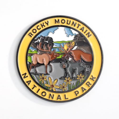 Rocky Mountain National Park Wildlife Enamel Round Magnet