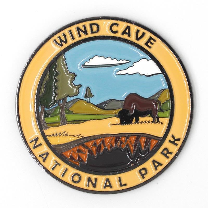 Wind Cave National Park Wildlife Enamel Round Magnet