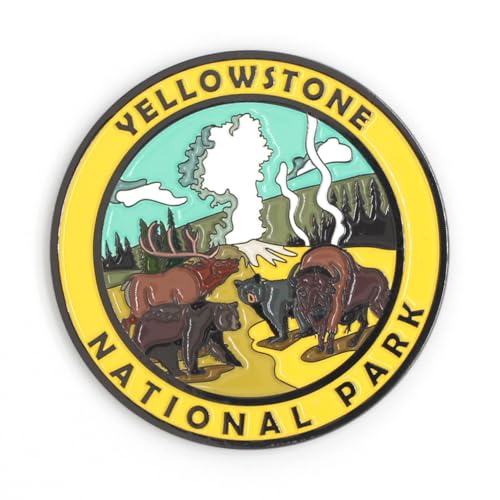 Yellowstone National Park Wildlife Enamel Round Magnet