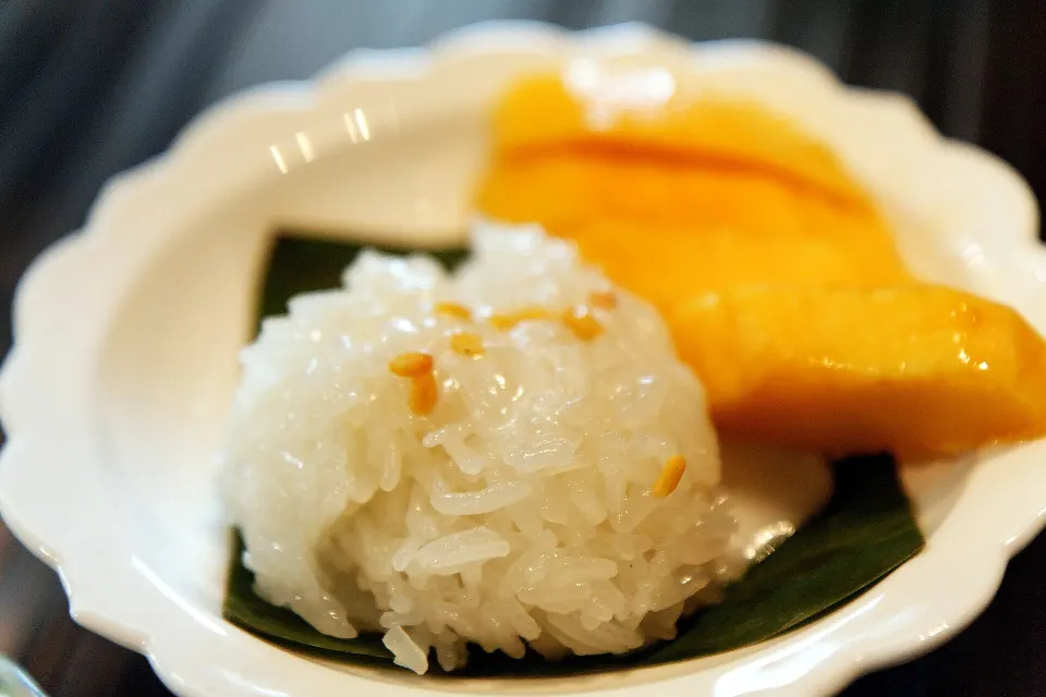 mango sticky rice, reference photograph for the food guide