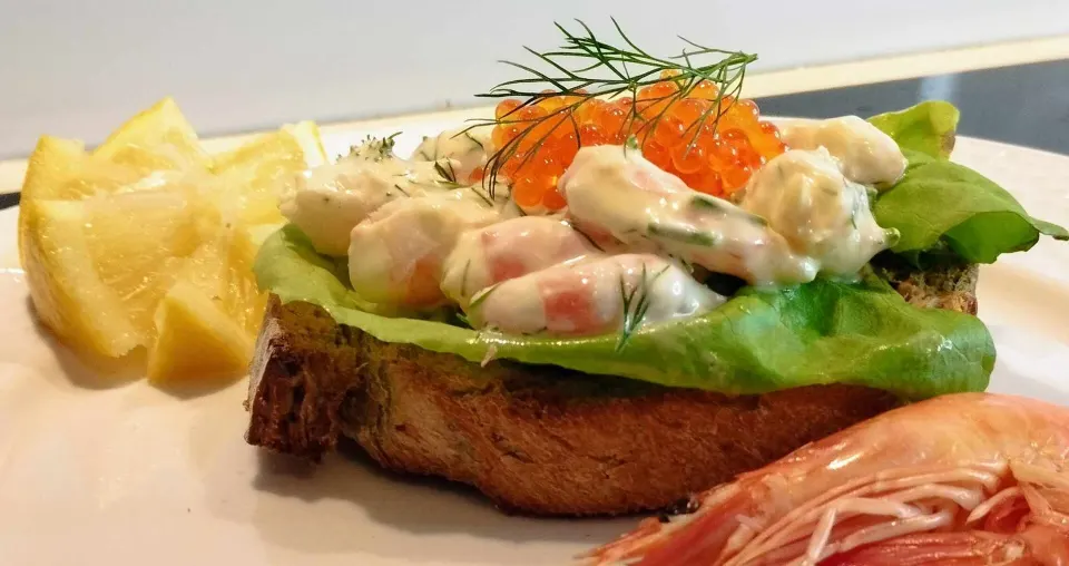 toast skagen, reference photograph for the food guide