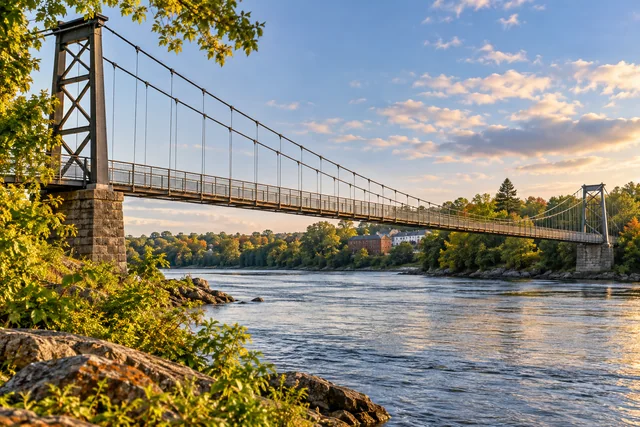 Androscoggin Swinging Bridge — AI-generated editorial illustration