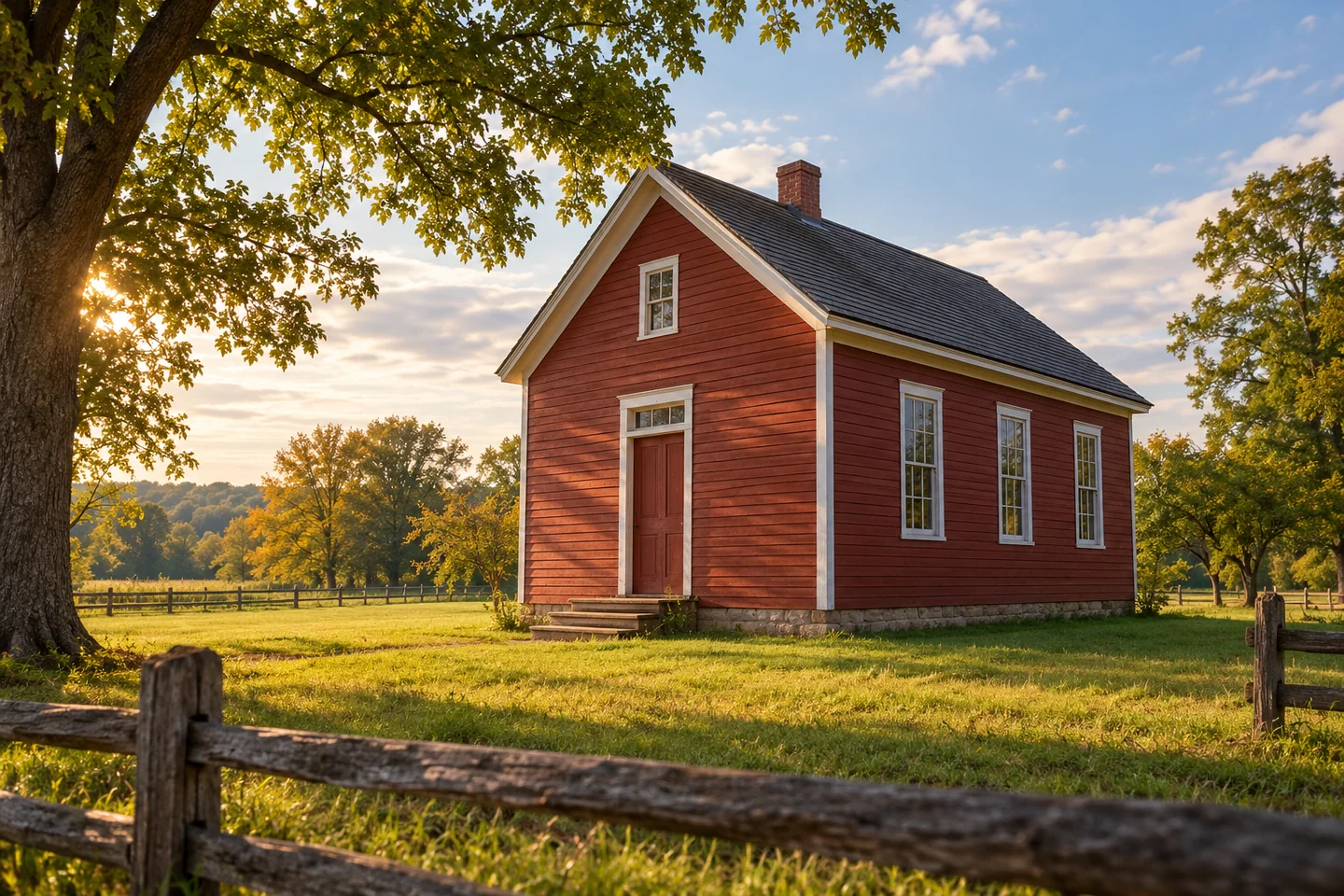 Little Red Schoolhouse, Farmington — AI-generated editorial illustration
