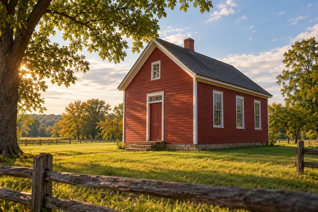 Little Red Schoolhouse, Farmington — AI-generated editorial illustration