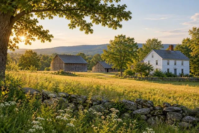 Naramissic Farm Bridgton Historical Society — AI-generated editorial illustration
