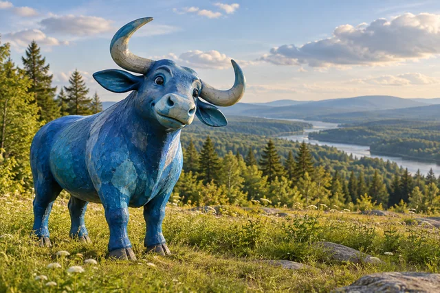 Paul Bunyan & Babe the Blue Ox — AI-generated editorial illustration