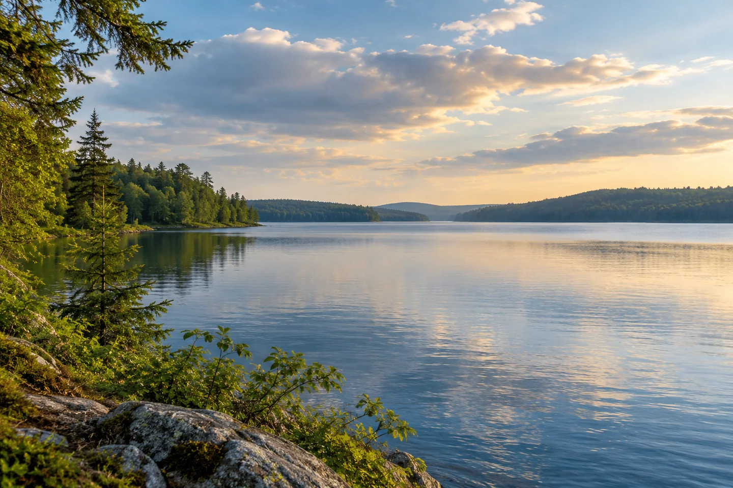 Scopan Lake — AI-generated editorial illustration
