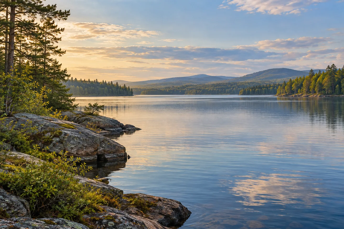 Telos Lake and Round Pond — AI-generated editorial illustration