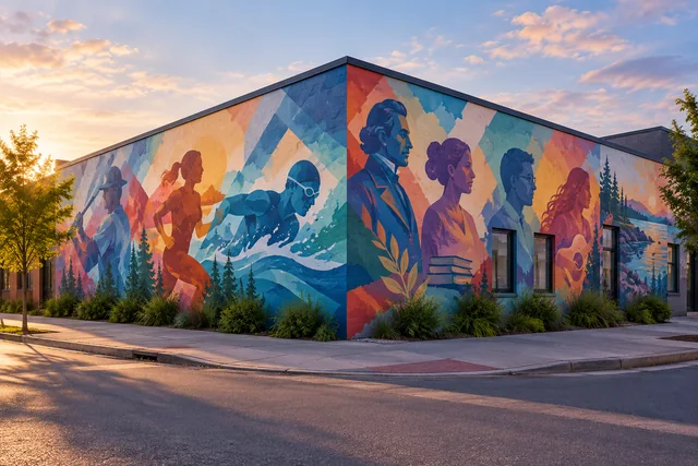 Together Place Maine Icons Mural — AI-generated editorial illustration