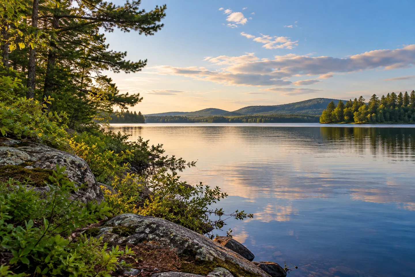 Upper and Lower Mattawamkeag Lakes — AI-generated editorial illustration