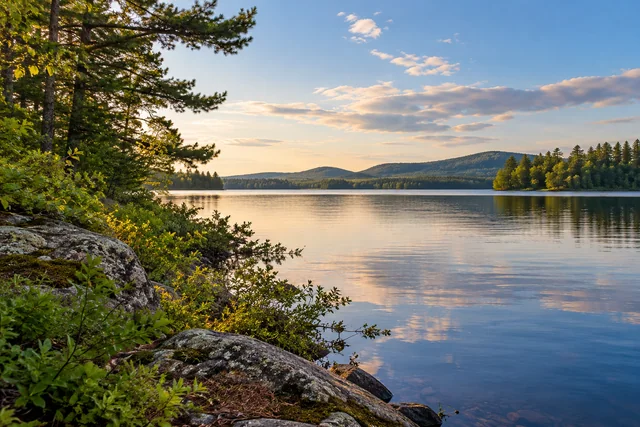 Upper and Lower Mattawamkeag Lakes — AI-generated editorial illustration