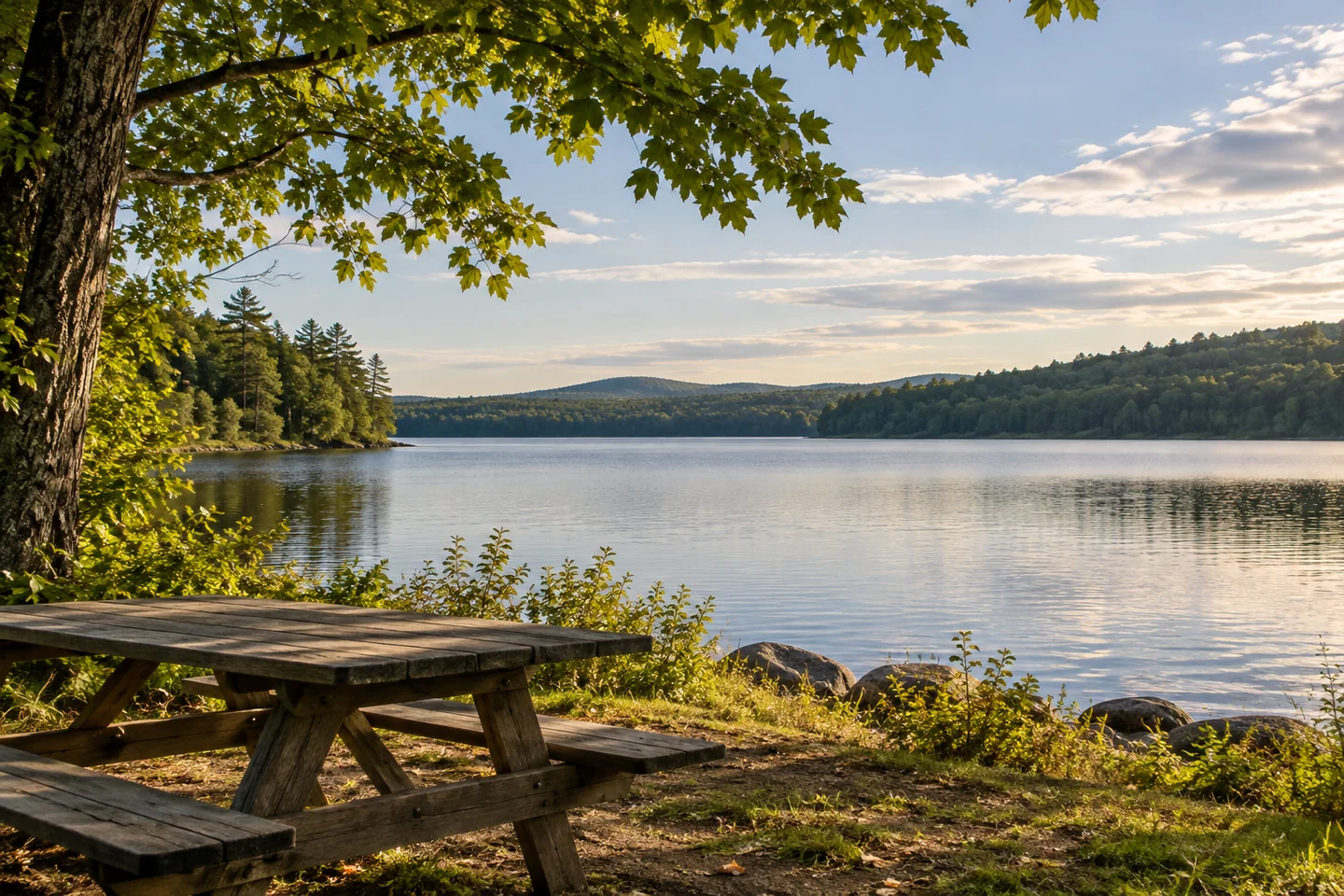 Woodbury Pond and Woodbury Pond Park — AI-generated editorial illustration